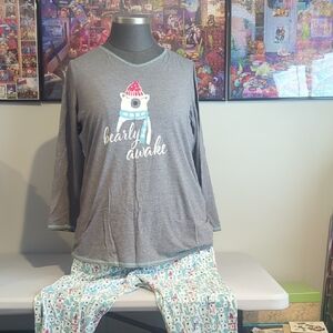 Cacique Gray Sleepwear with Light Blue Trim